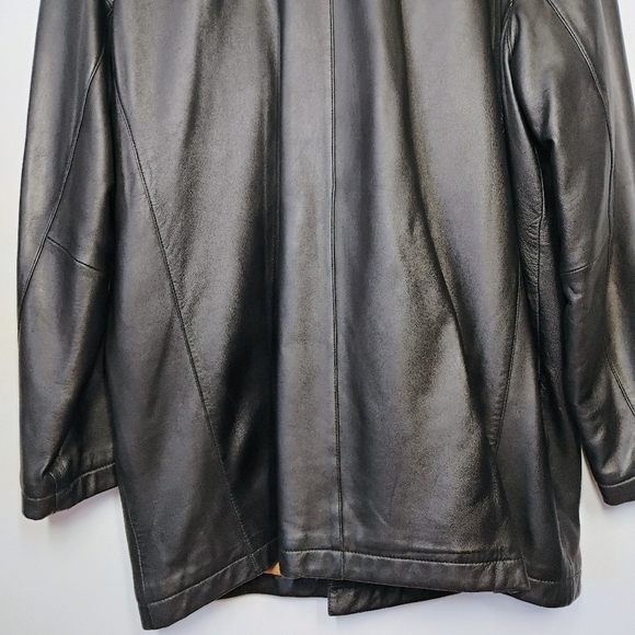 SOLD Dockers Black Lamb Leather Button Up Coat Jacket Mens Size Large - Picture 5 of 16